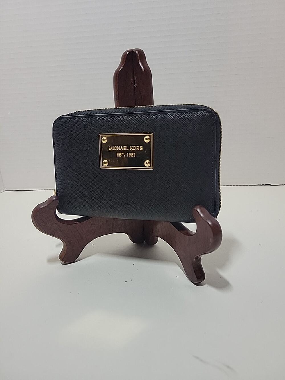 Michael Kors Zip Around Black Pebbled Leather Wallet